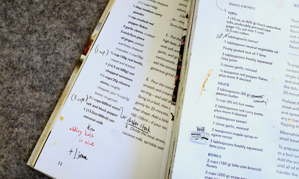 Physical cookbooks support easy manual annotations. Even the food stains provide a kind of Read Wear.