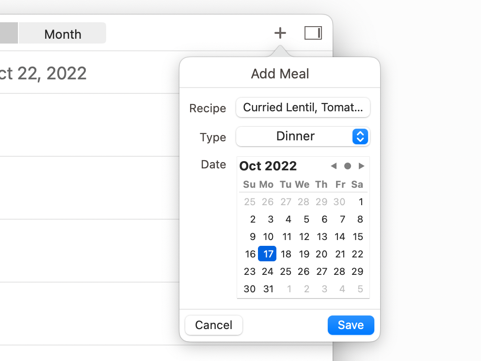 Each meal plan entry in Paprika must be assigned to a specific date on the calendar, with no room for ambiguity.