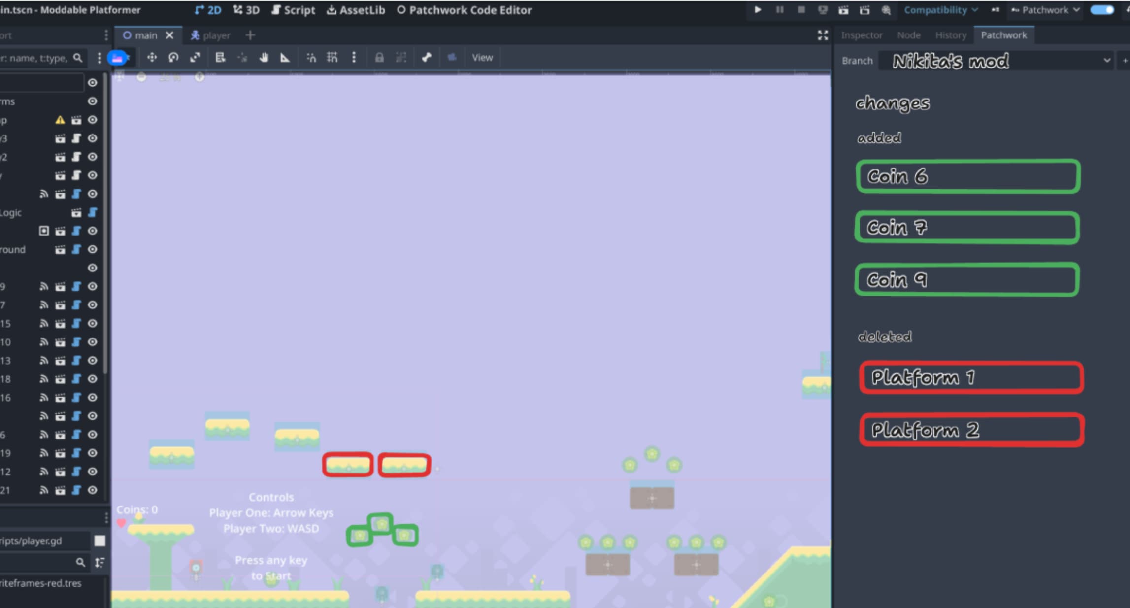 highlighting changed nodes in the scene
